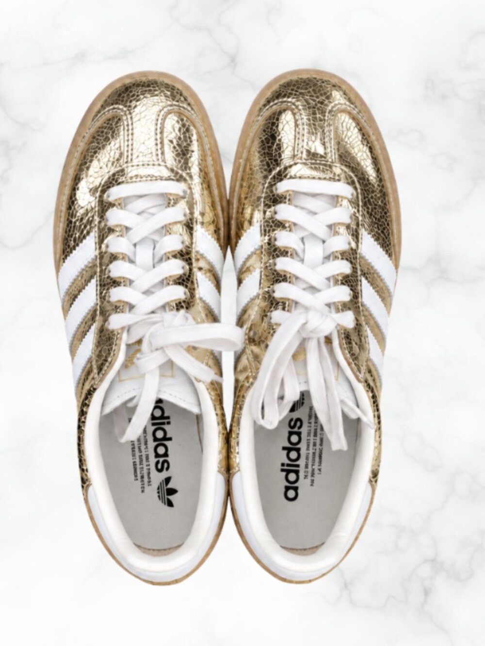 ADIDAS Samba OG Gold Metallic Crinkle Leather Sneaker US 8 - Picture 5 of 16